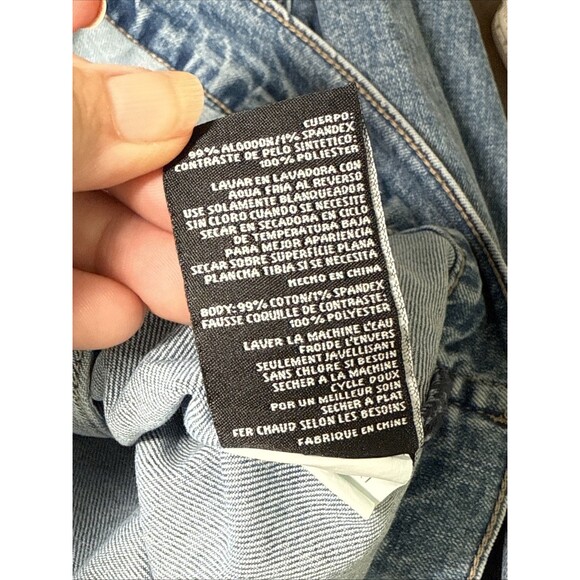 KUT From the Kloth Emma Boyfriend Denim Jean Jacket Womens Sz M Pink Fur Collar - Picture 14 of 16